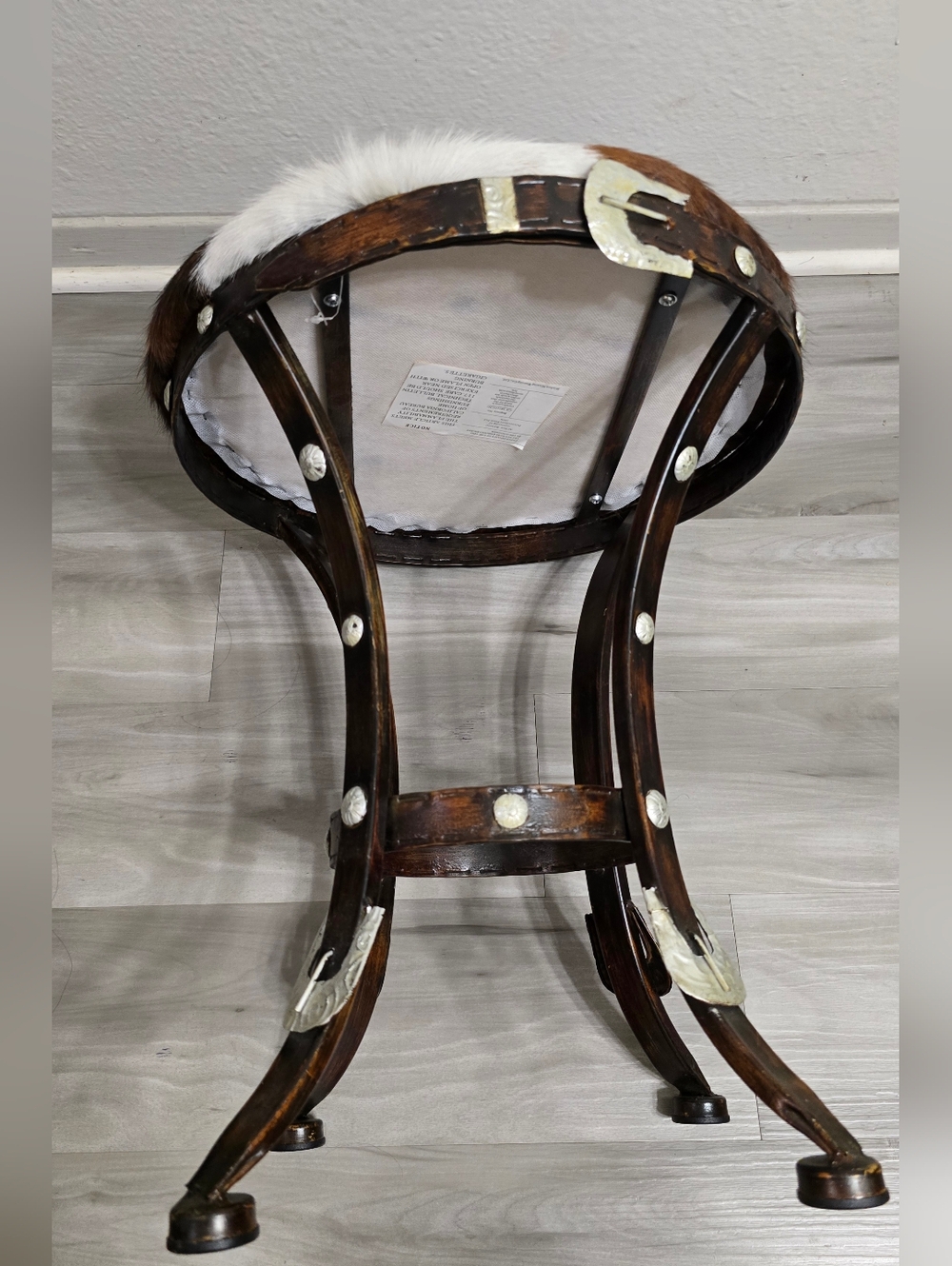 Western Cowhide Belt Foot Stool - Picture 9 of 14